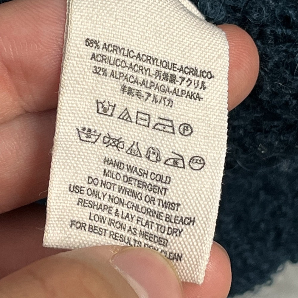 Free People Alpaca Blend Boucle Sweater Womens Small Blue Oversized Cozy Boho - Picture 8 of 14